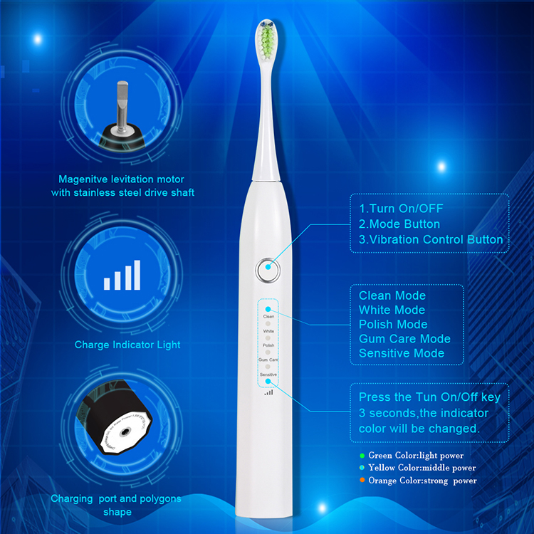 Electronic Hand Free Ultrasonic Adult Automatic Toothbrush and Brush Heads EB510 (3)